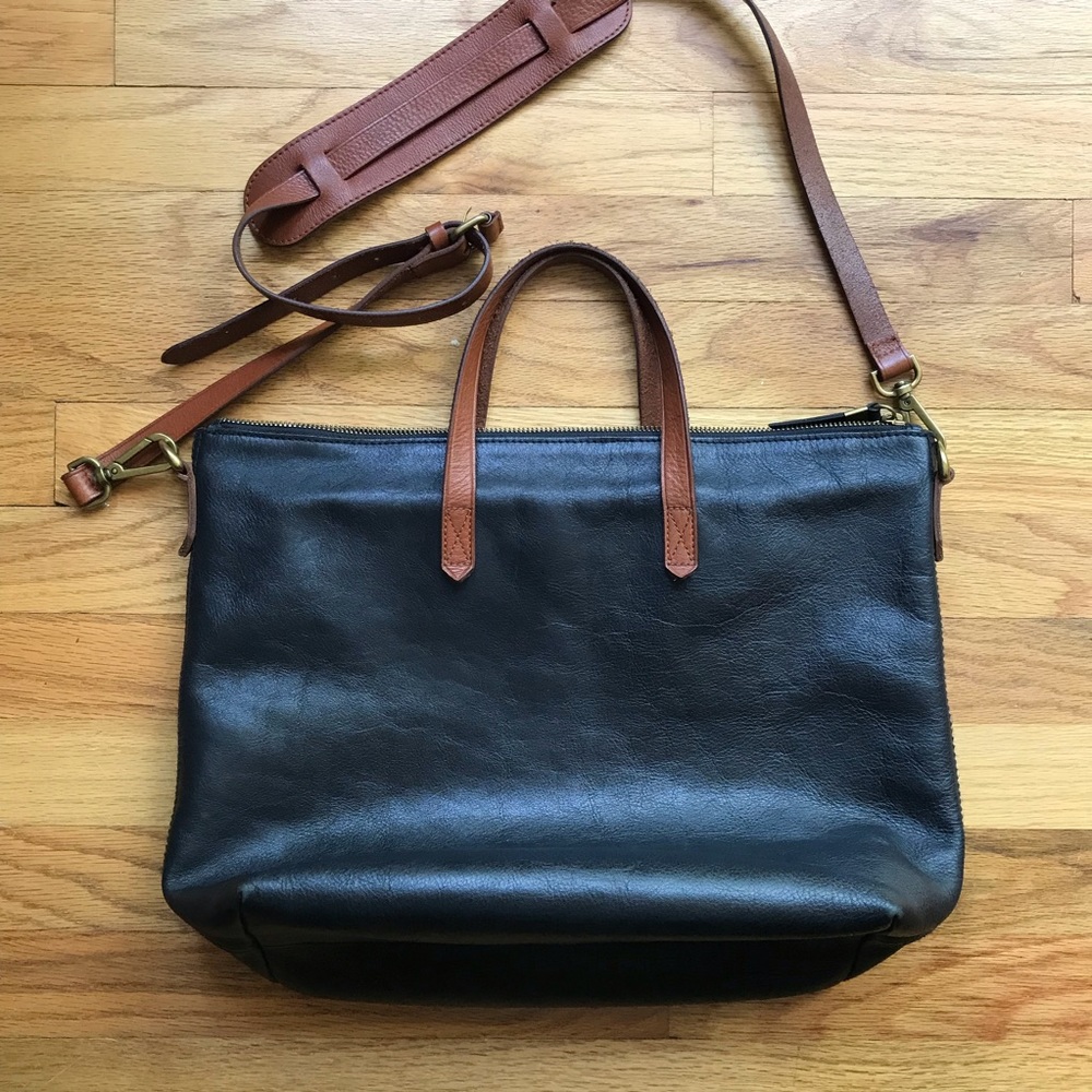 MADEWELL Zip top transport carryall in Black Brown
